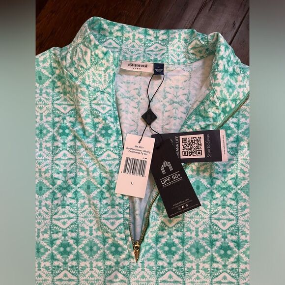 Cabana Life Sunshine Shores Wicking Performance Zip Top Size Large UPF 50+ NWT - Picture 3 of 8
